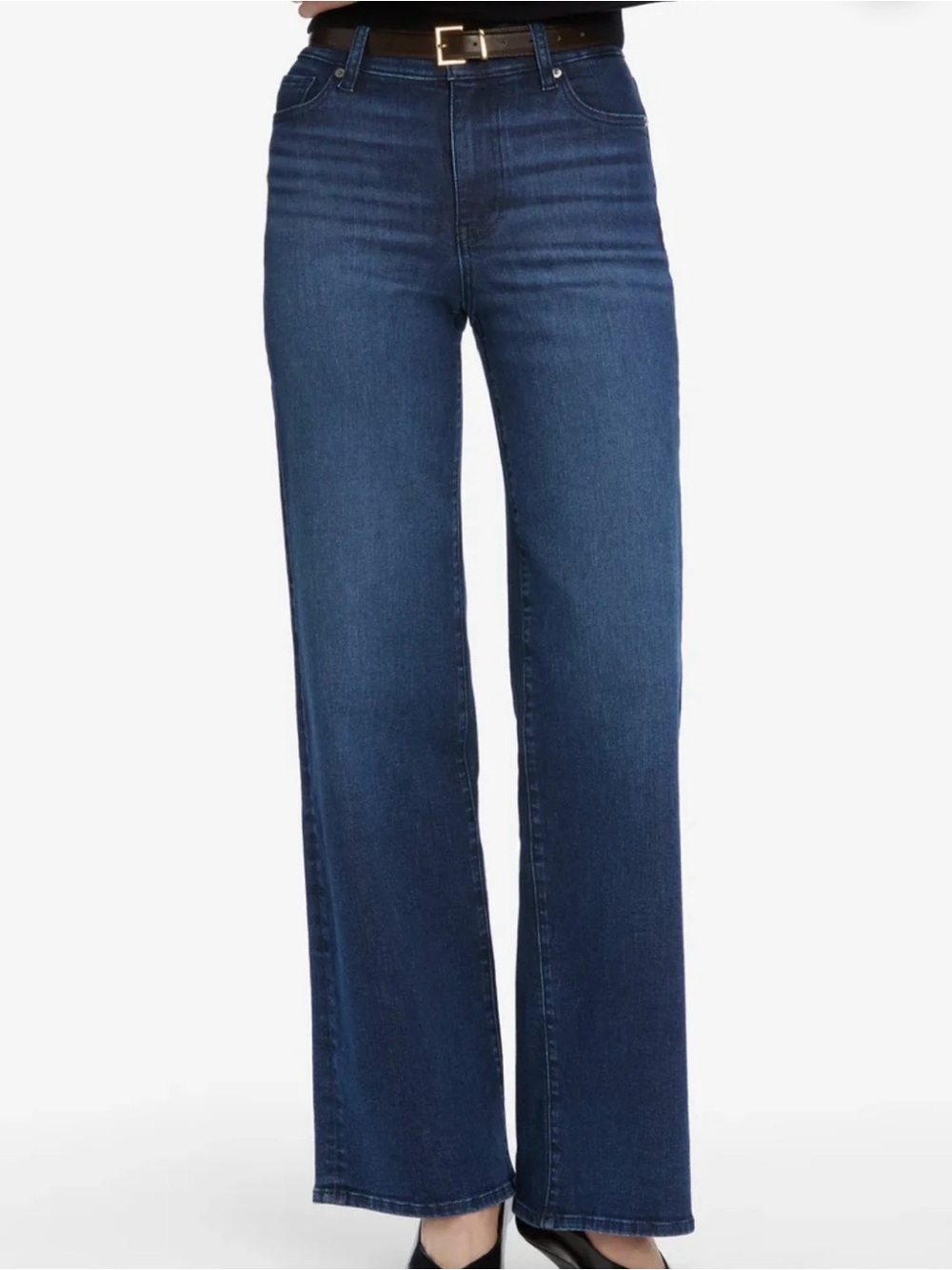 Frame Le Slim Pallazzo Denim 
Wide-Leg High-Rise Jeans in Dark Blue